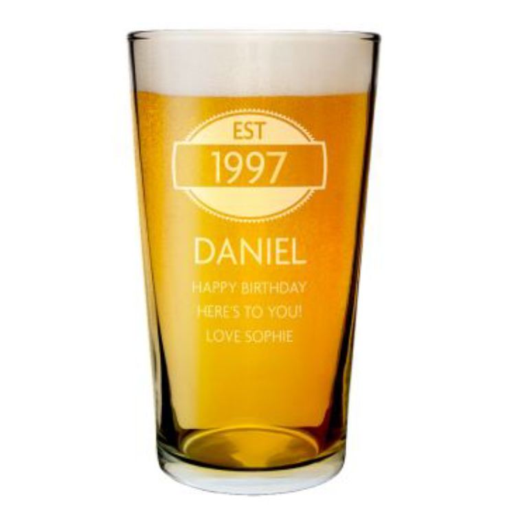 Personalised Year of Establishment 18th Birthday Glass product image