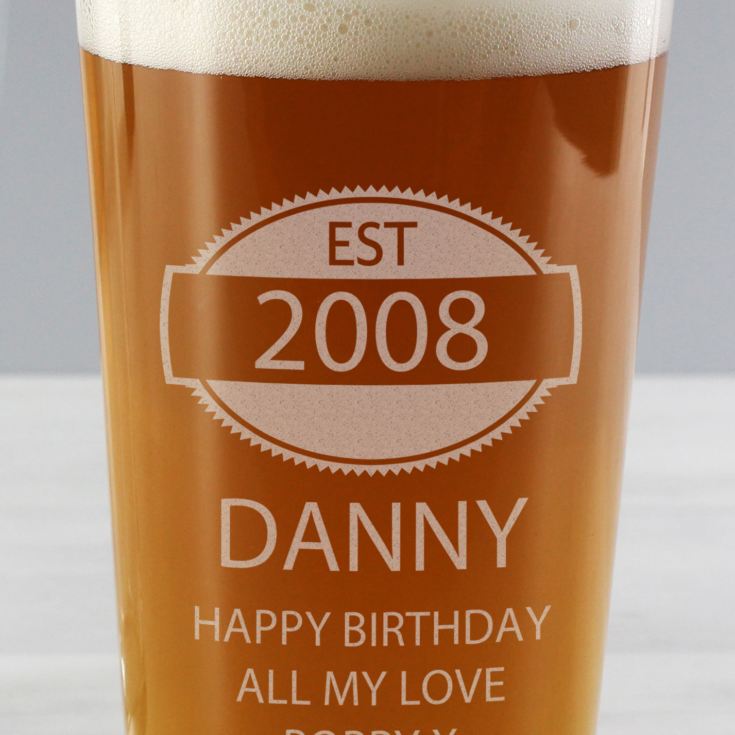 Personalised Year of Establishment 18th Birthday Glass product image