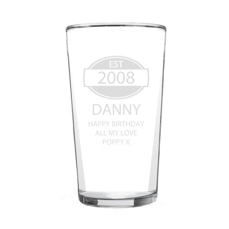 Personalised Year of Establishment 18th Birthday Glass product image
