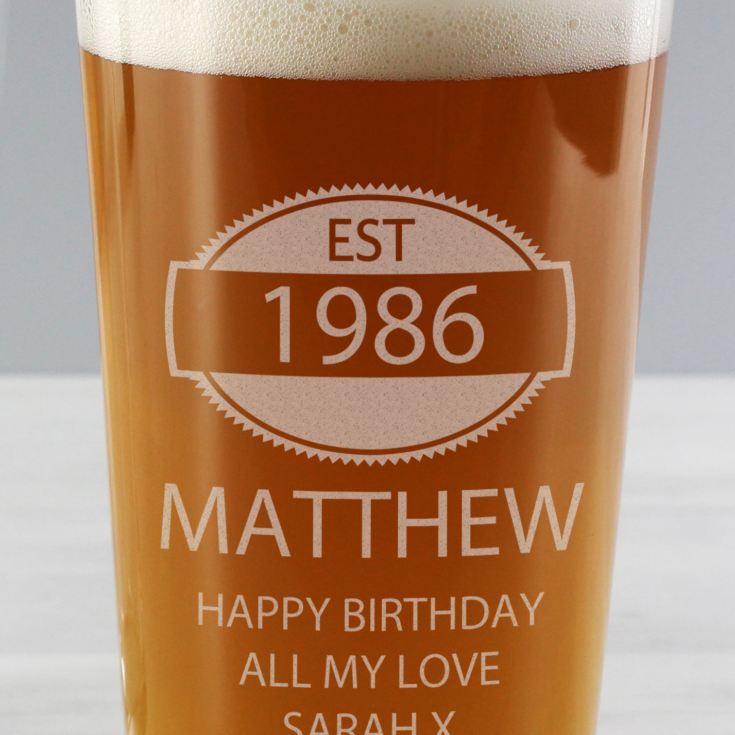 Established Year Personalised Pint Glass product image