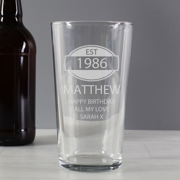 Established Year Personalised Pint Glass product image