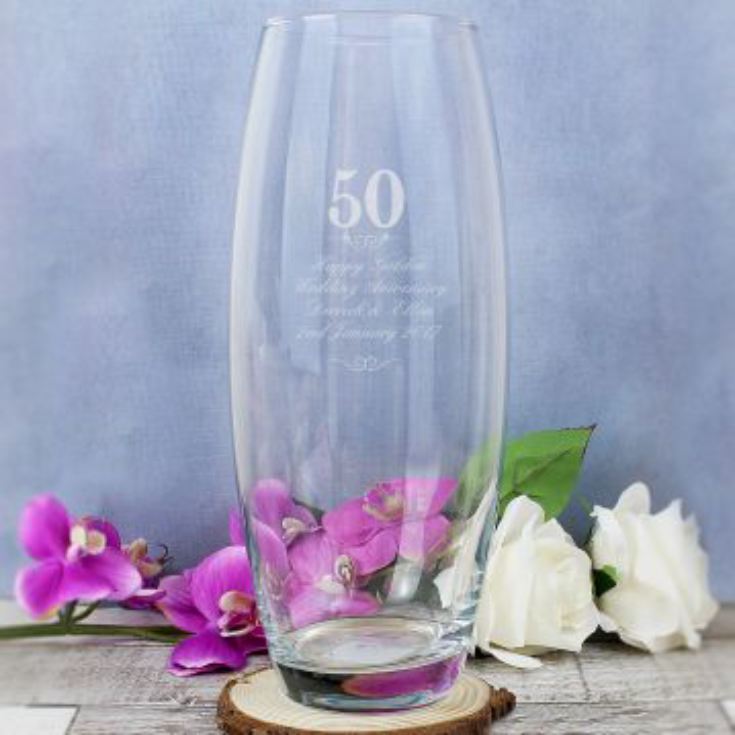 Personalised Golden Wedding Anniversary Vase product image