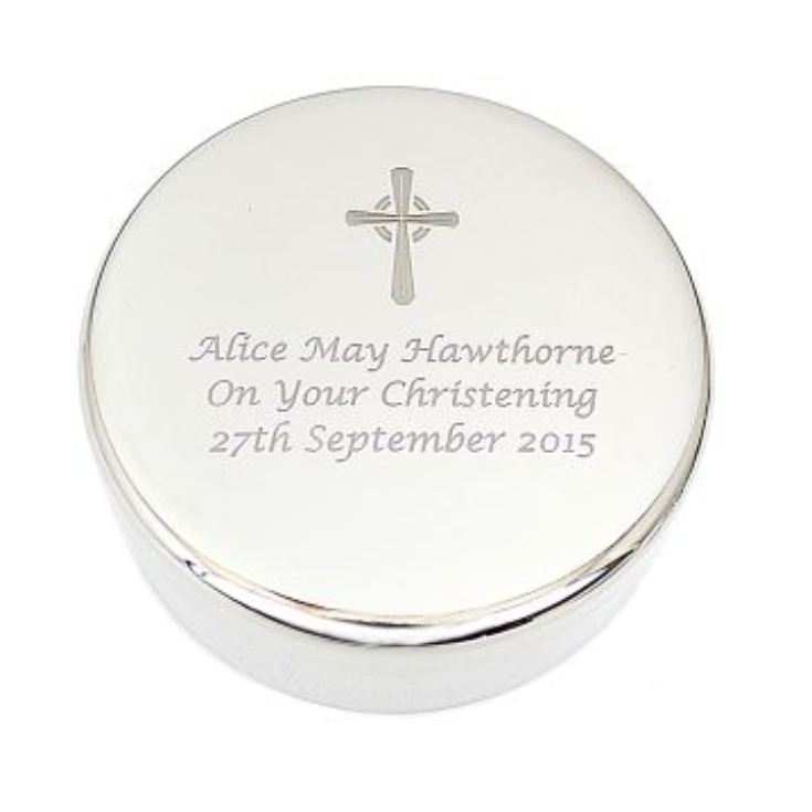 Rosary Beads and Personalised Christening Trinket Box product image