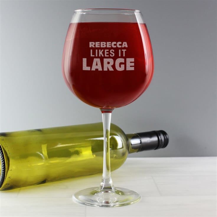 Personalised Likes It Large Bottle Of Wine Glass product image