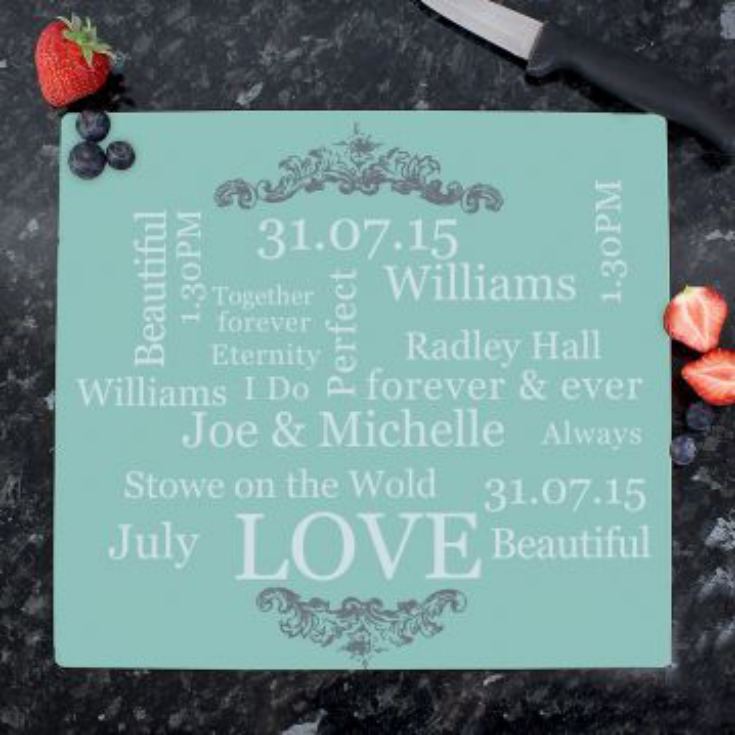 Wedding Day Personalised Glass Chopping Board product image