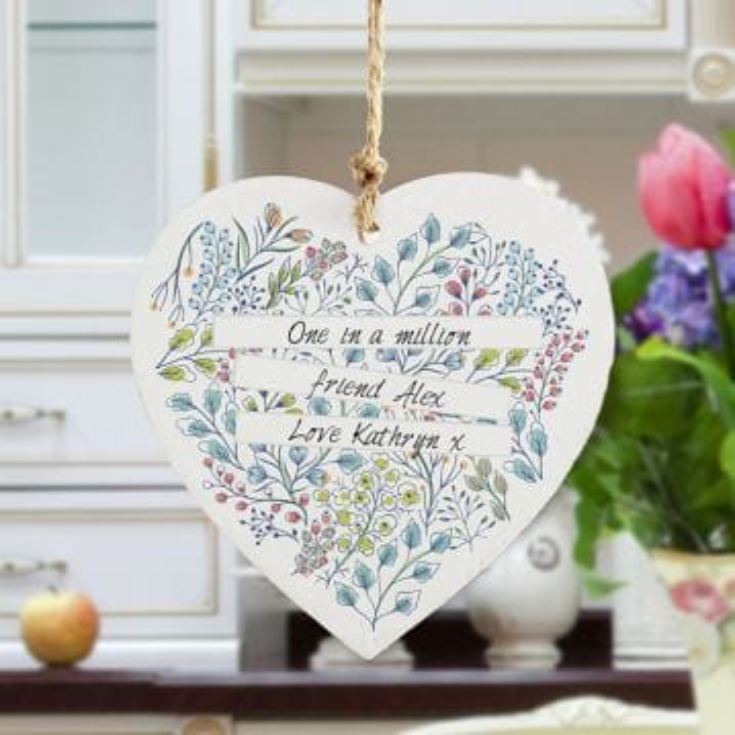 Personalised Botanical Wooden Heart product image