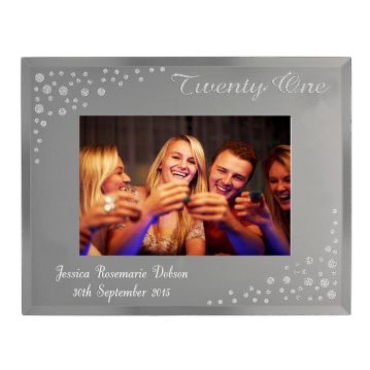 Personalised 21st Birthday Glass Diamante Photo Frame product image