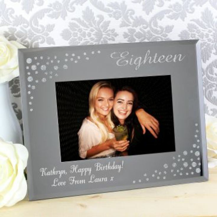 Personalised 18th Birthday Diamante Glass Photo Frame product image