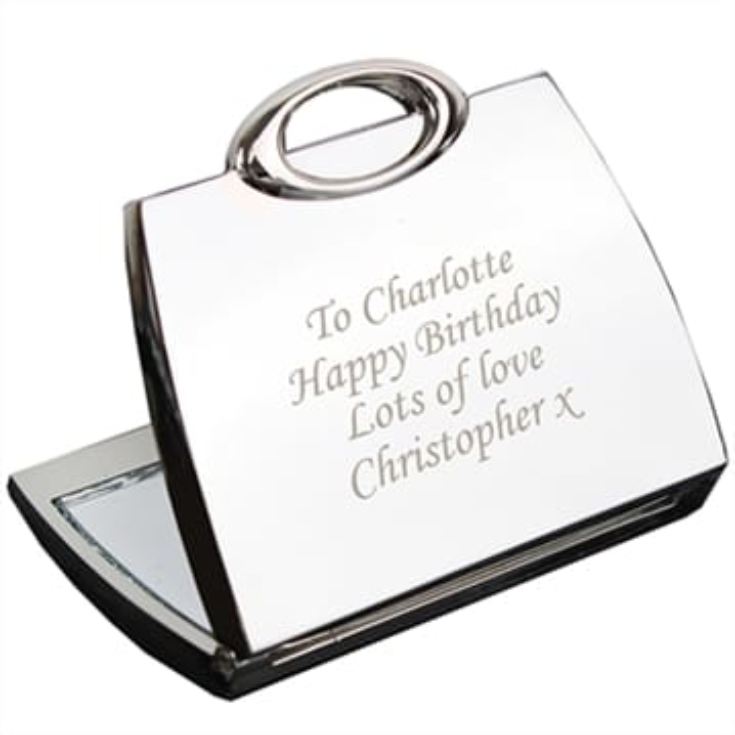Personalised Silver Handbag Compact Mirror product image