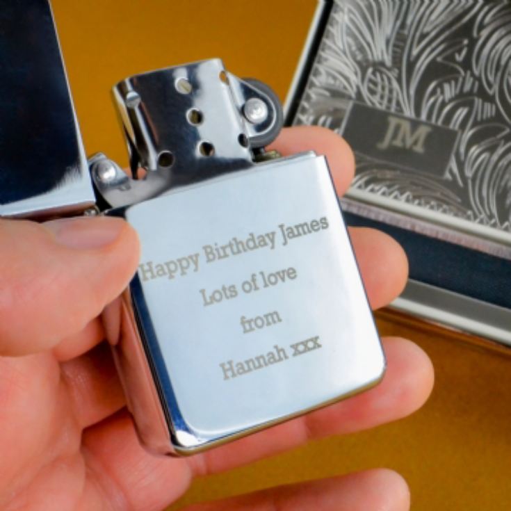 Personalised Tobacco Tin And Silver Lighter Set product image