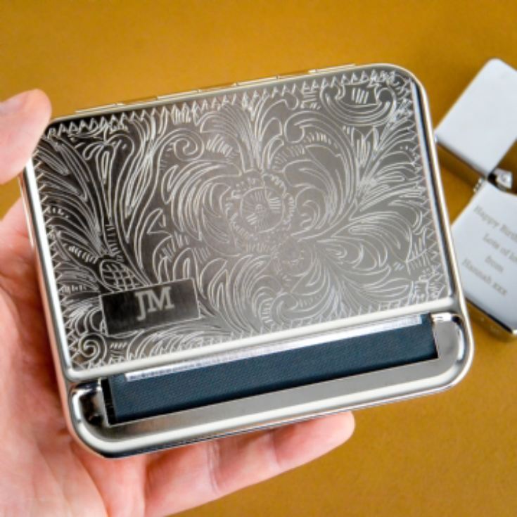 Personalised Tobacco Tin And Silver Lighter Set product image