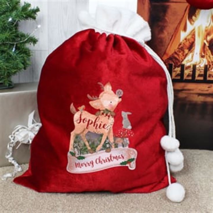 Luxury Personalised Christmas Sack (Festive Fawn) product image