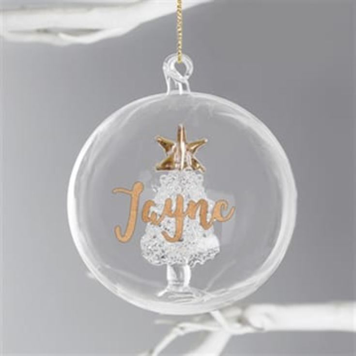 Personalised Glass Glitter Xmas Tree Bauble product image