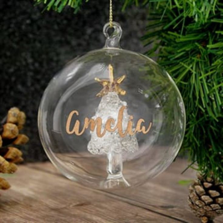 Personalised Glass Glitter Xmas Tree Bauble product image