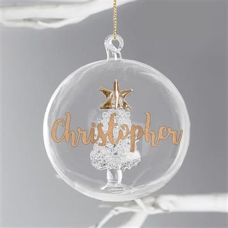 Personalised Glass Glitter Xmas Tree Bauble product image