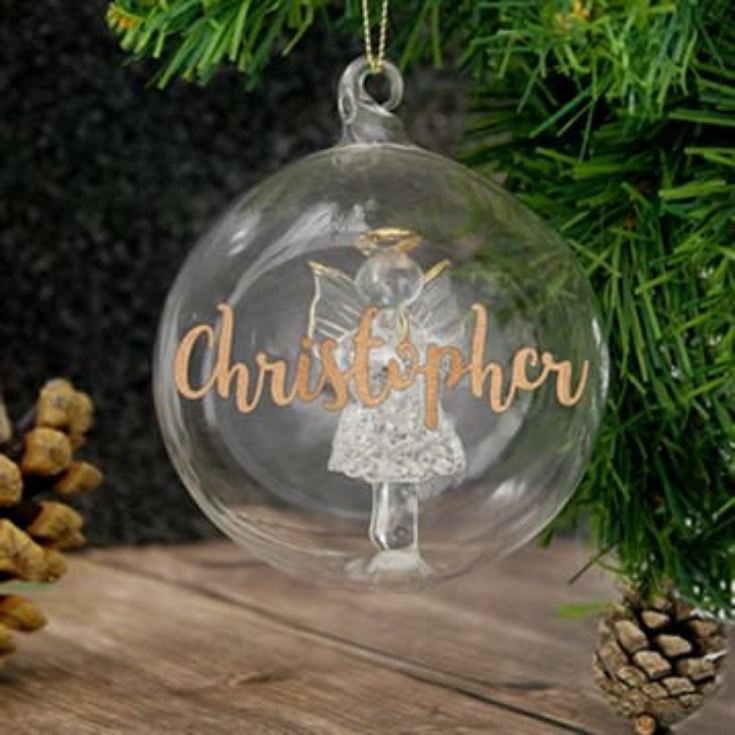 Personalised Glass Christmas Angel Bauble product image
