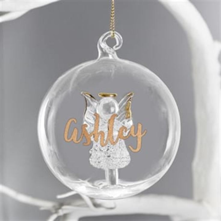 Personalised Glass Christmas Angel Bauble product image