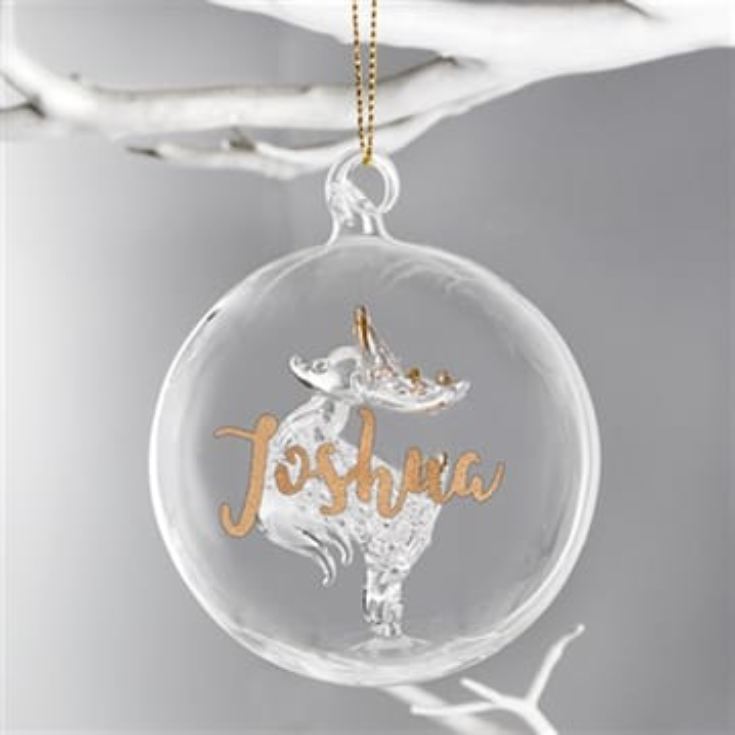 Personalised Glass Christmas Reindeer Bauble product image