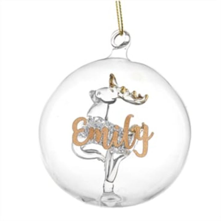 Personalised Glass Christmas Reindeer Bauble product image