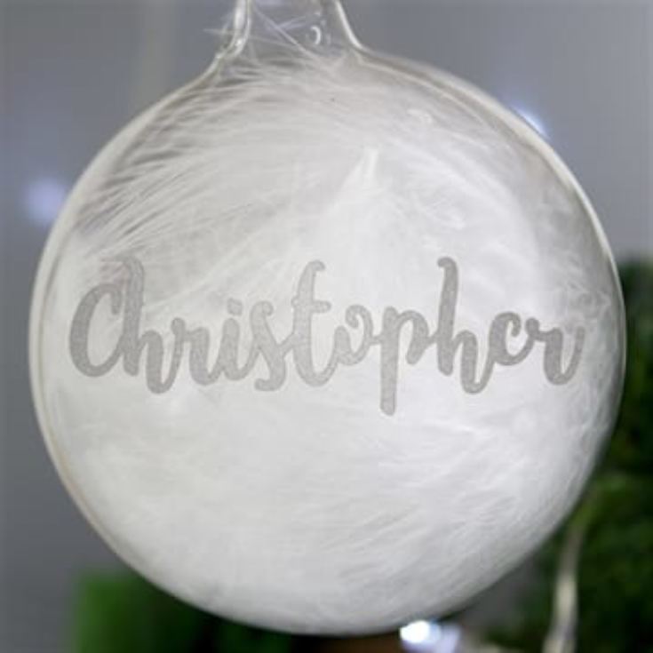 Personalised Glass Christmas Feather Bauble product image