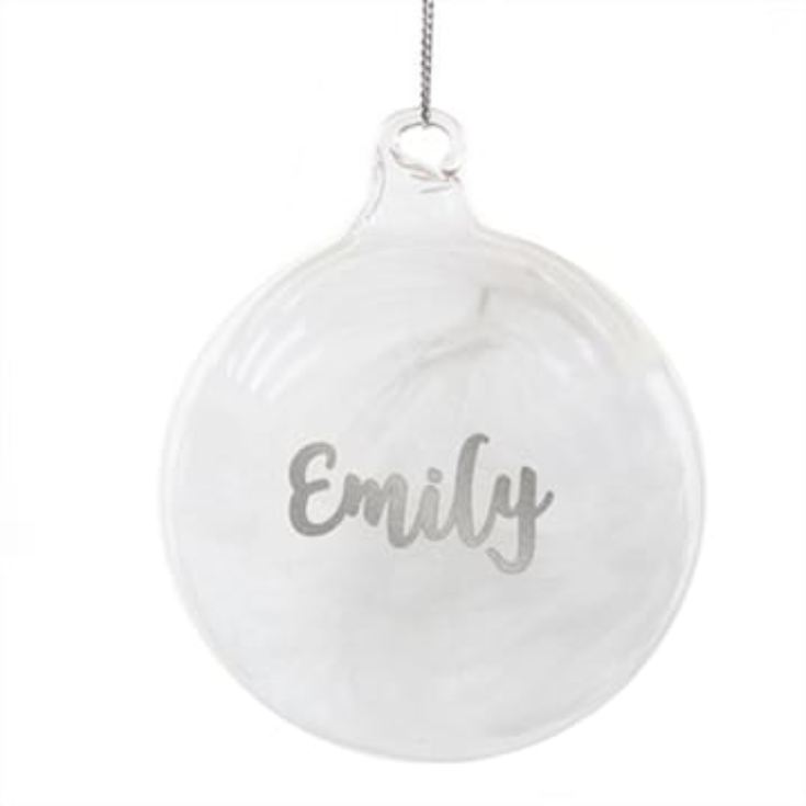Personalised Glass Christmas Feather Bauble product image