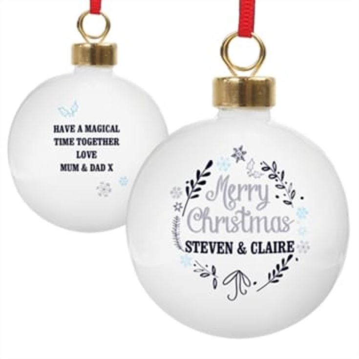 Personalised White Christmas Tree Bauble product image