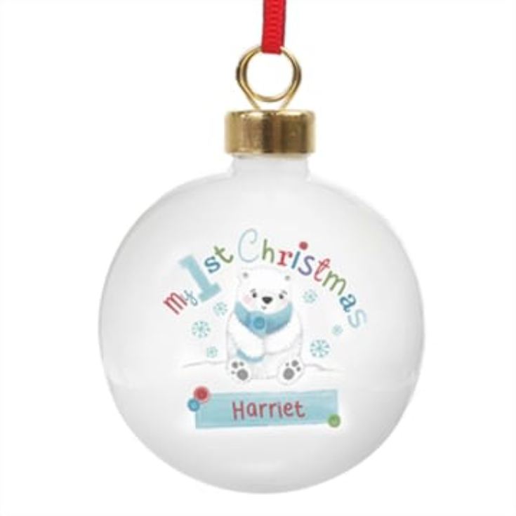 Personalised 'My 1st Christmas' Polar Bear Bauble product image