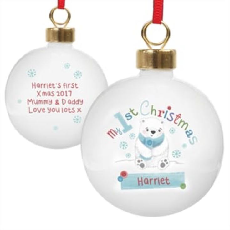 Personalised 'My 1st Christmas' Polar Bear Bauble product image