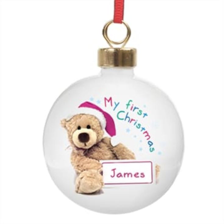 Personalised 'My 1st Christmas' Teddy Bauble product image