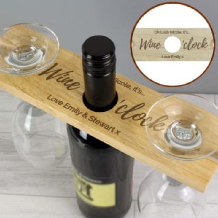 Personalised 'Wine O'clock' Wine Glass & Bottle Butler product image