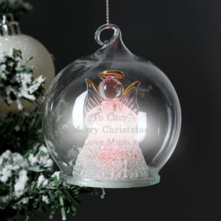 Personalised LED Light-Up Christmas Angel Bauble product image