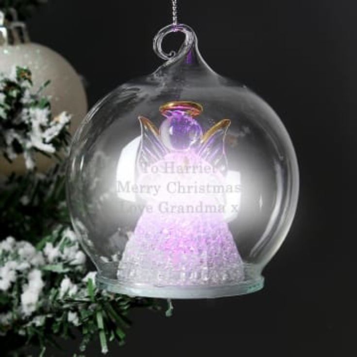 Personalised LED Light-Up Christmas Angel Bauble product image