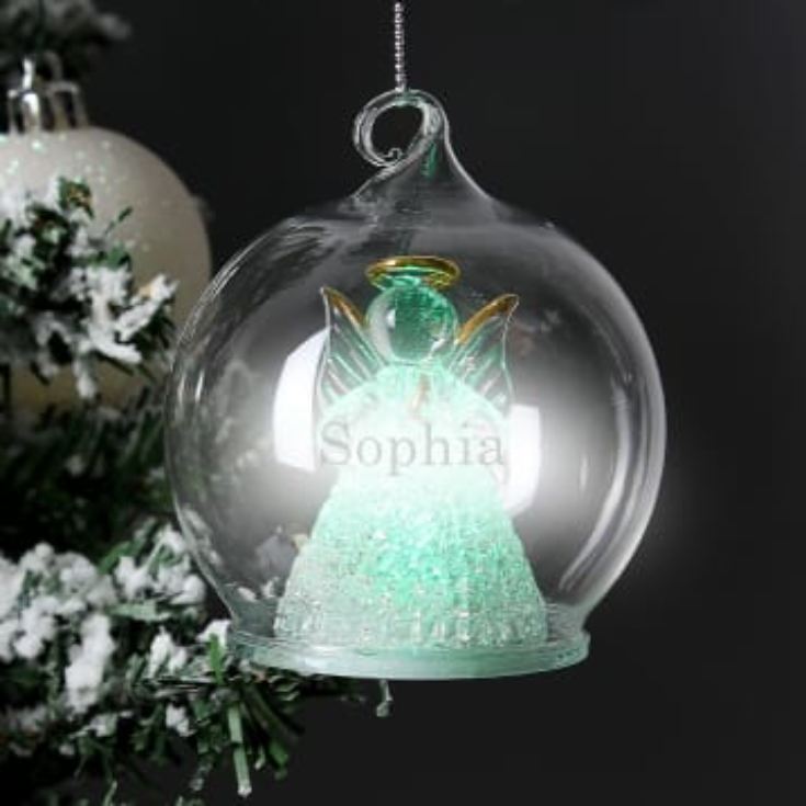 Personalised LED Light-Up Christmas Angel Bauble product image