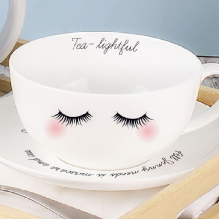 Eyelash Personalised Teacup & Saucer product image