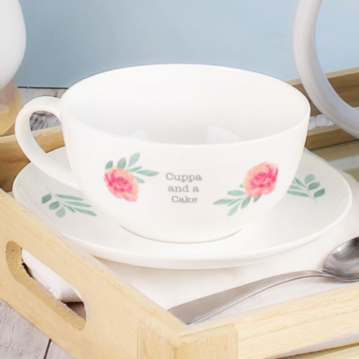 Vintage Rose Personalised Teacup & Saucer product image