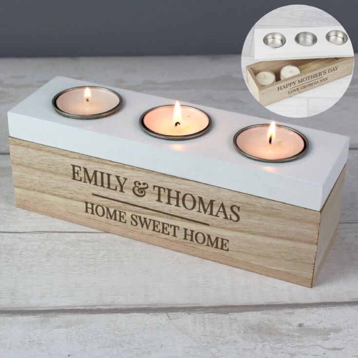 Personalised Classic Triple Tea Light Box product image