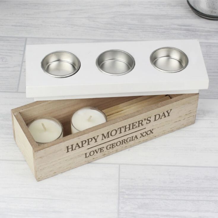 Personalised Classic Triple Tea Light Box product image