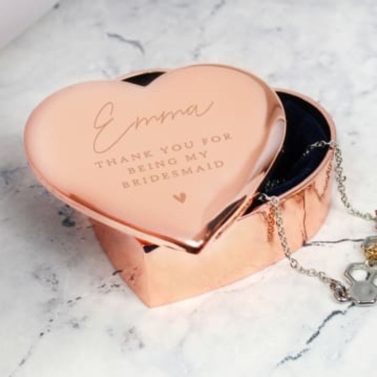 Personalised Rose Gold Heart Trinket with Heart Motif product image