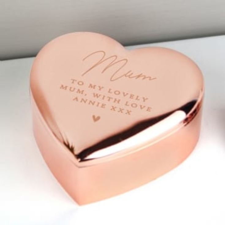 Personalised Rose Gold Heart Trinket with Heart Motif product image