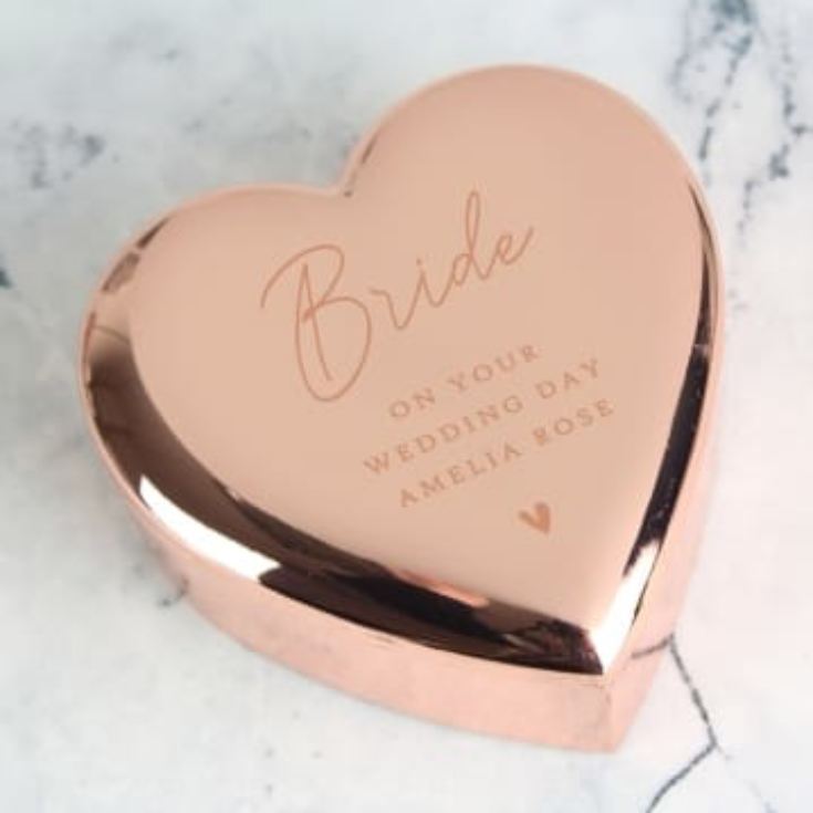 Personalised Rose Gold Heart Trinket with Heart Motif product image