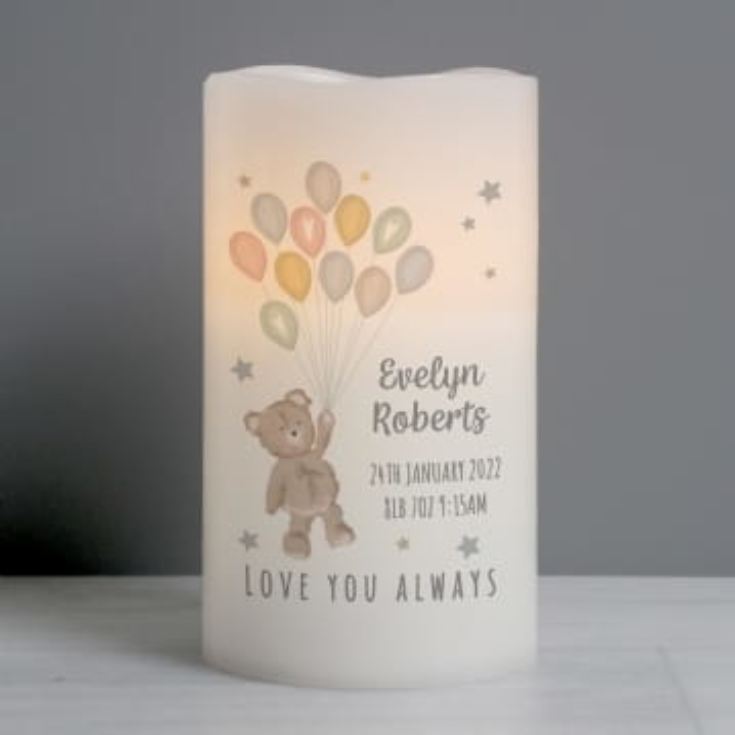 Personalised Teddy & Balloons Nightlight LED Candle product image