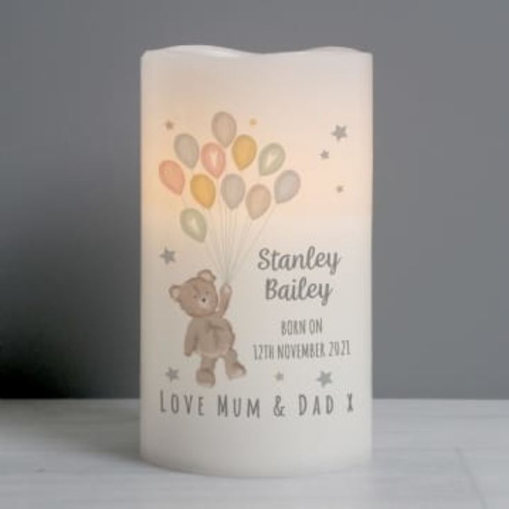 Personalised Teddy & Balloons Nightlight LED Candle product image