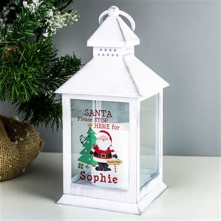 Personalised Santa White Lantern product image