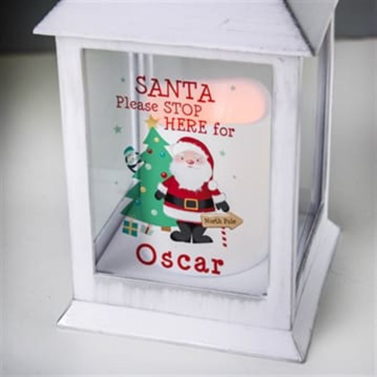 Personalised Santa White Lantern product image