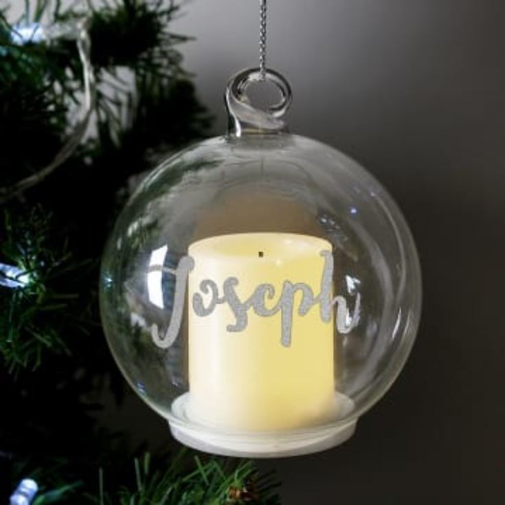 Personalised Christmas LED Candle Glass Bauble product image
