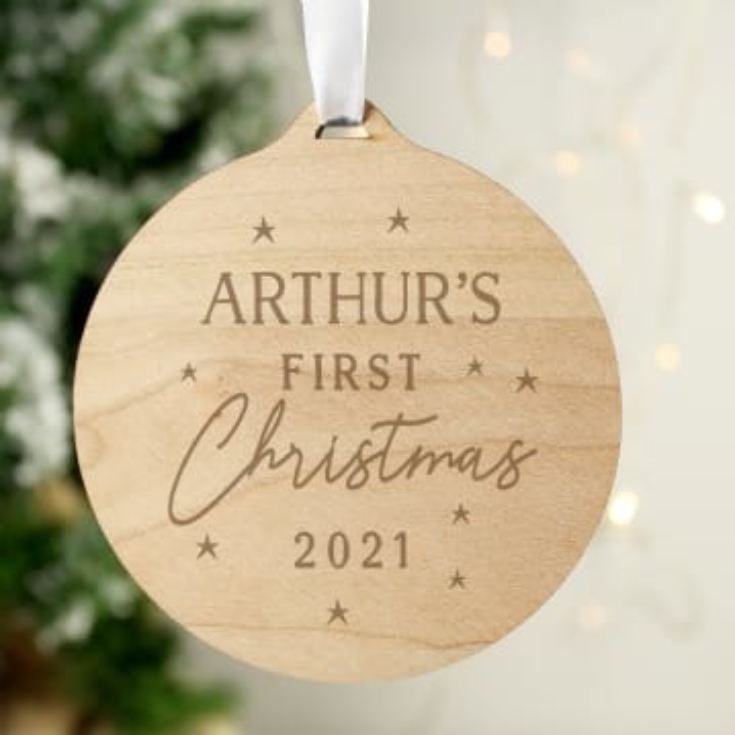 Personalised First Christmas Wooden Name Christmas Decoration product image