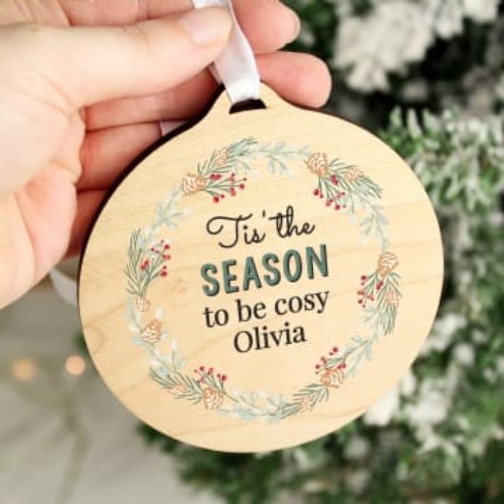 Personalised Wooden Christmas Wreath Decoration product image