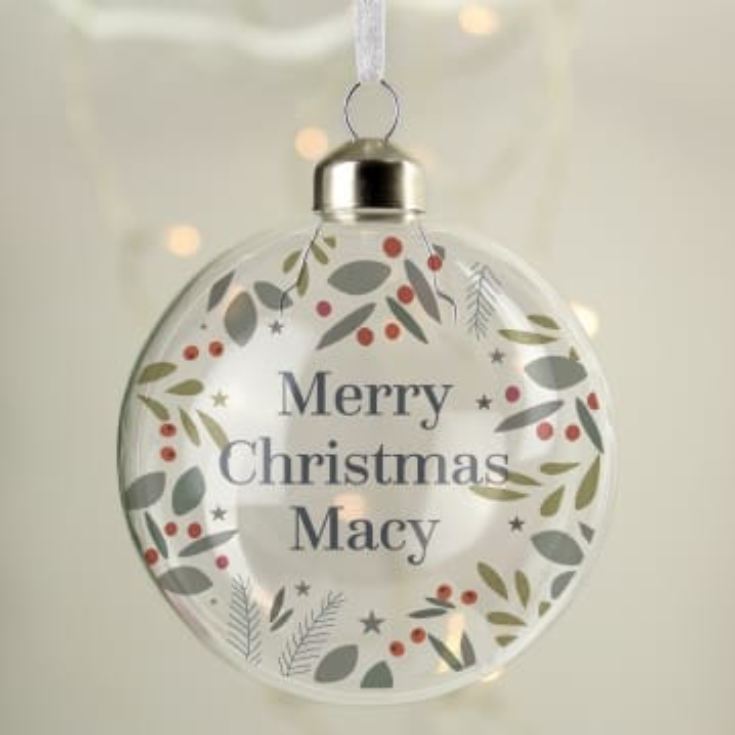 Personalised Glass Festive Christmas Bauble product image