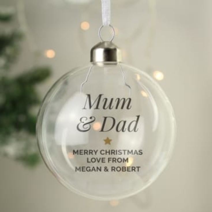 Personalised Glass Gold Star Christmas Bauble product image