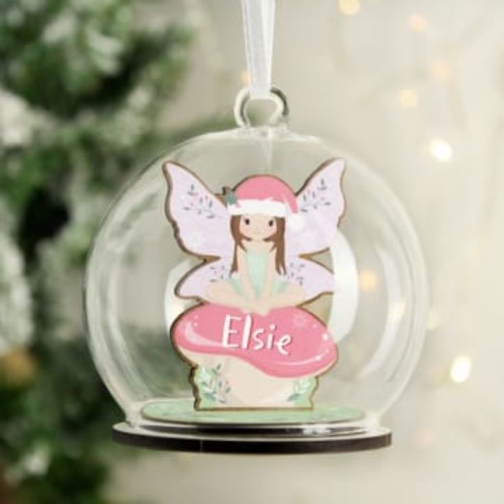 Personalised Wooden and Glass Christmas Baubles (Fairy) product image